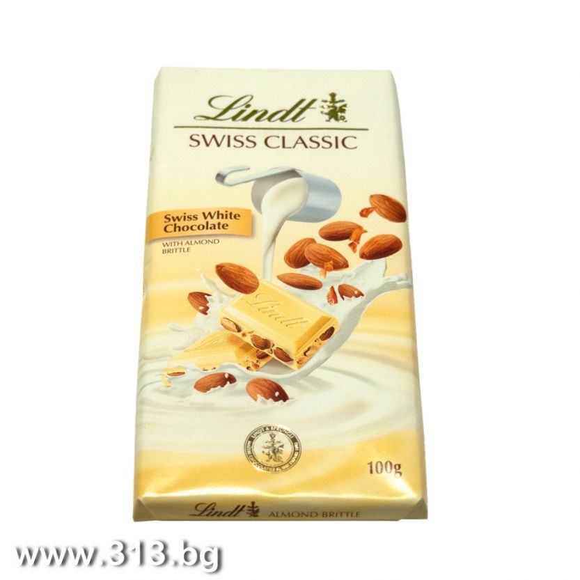 Доставка на White chocolate Lindt Swiss Classic with almonds 100g