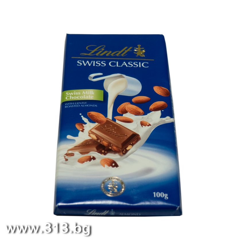 Доставка на Млечен шоколад Lindt Swiss Classic с бадеми 100 гр