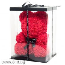 Rose Teddy Bear in a Luxury Box, Rose Bear L Red