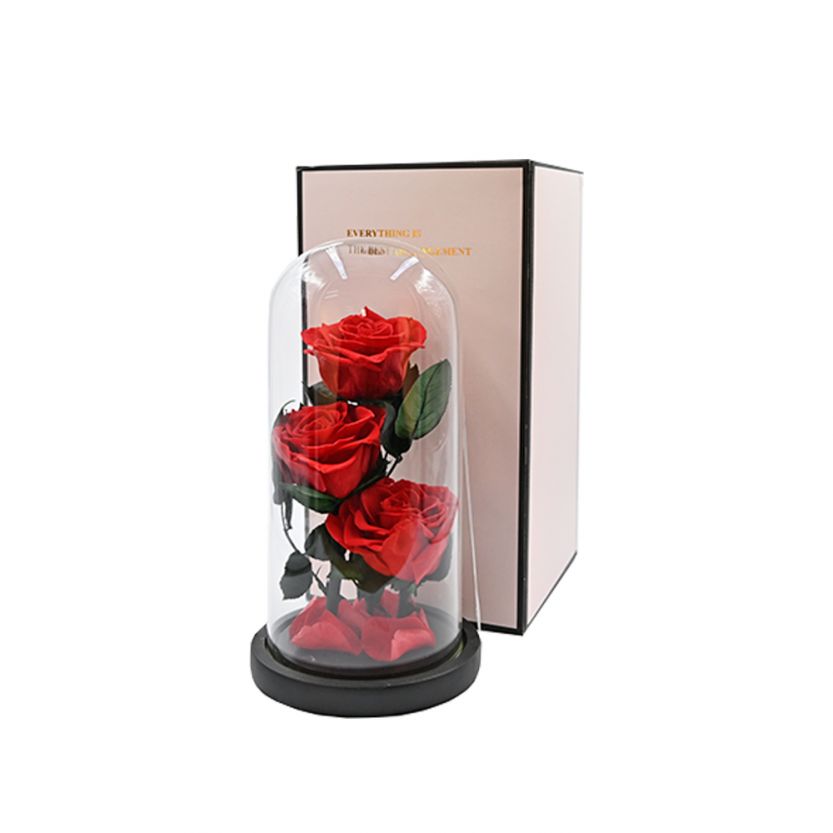 Доставка на Луксозна вечна роза в стъкленица Beauty Roses, Червен