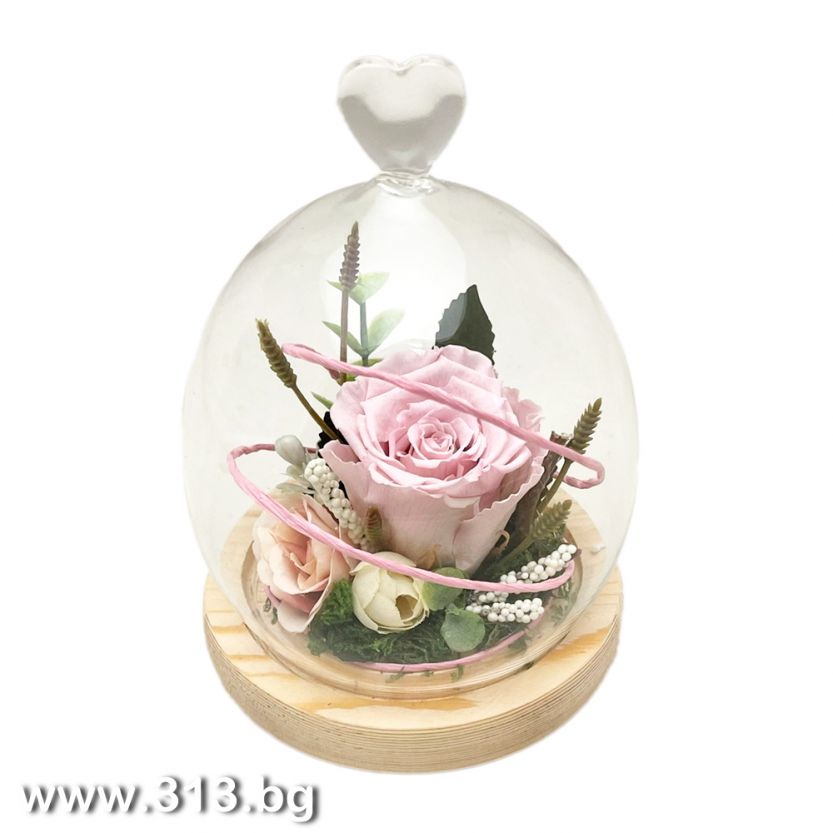 Доставка на Eternal Rose in a Glass Dome – Princess Light Pink