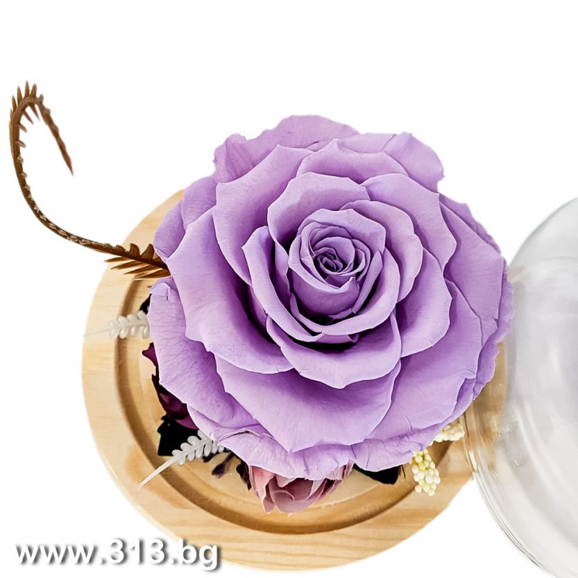 Доставка на Вечна роза в стъкленица - Princess Light Purple