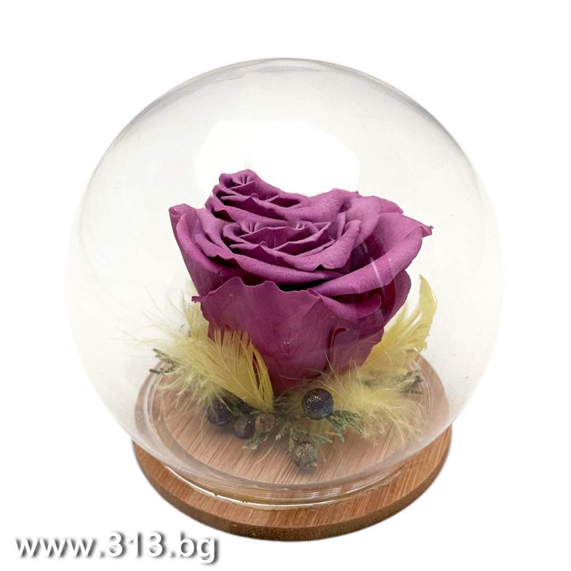 Доставка на Вечна роза в стъкленица - Purple Lady